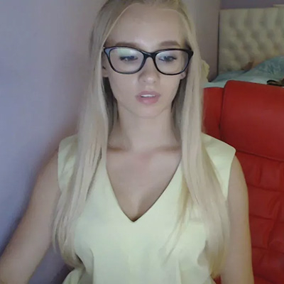 blonde girl wearing glasses